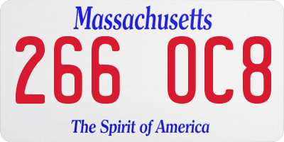 MA license plate 266OC8