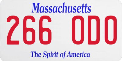MA license plate 266OD0