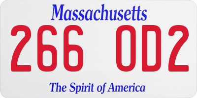 MA license plate 266OD2