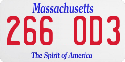 MA license plate 266OD3