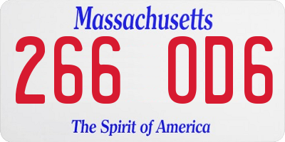 MA license plate 266OD6