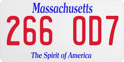 MA license plate 266OD7