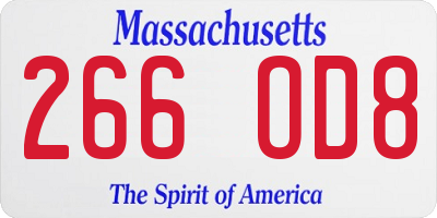 MA license plate 266OD8