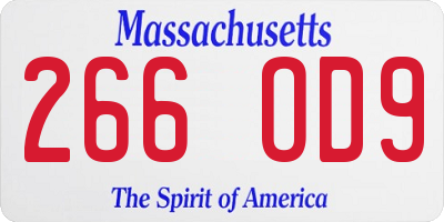 MA license plate 266OD9