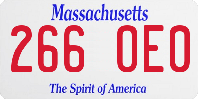 MA license plate 266OE0