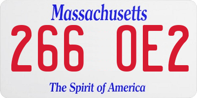 MA license plate 266OE2
