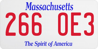 MA license plate 266OE3