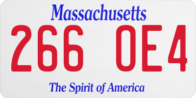 MA license plate 266OE4