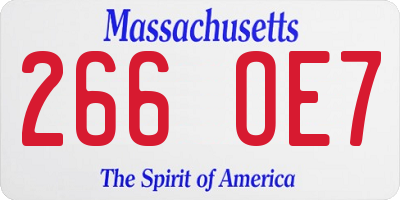 MA license plate 266OE7