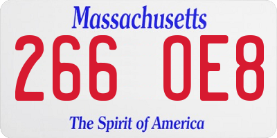 MA license plate 266OE8