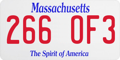 MA license plate 266OF3
