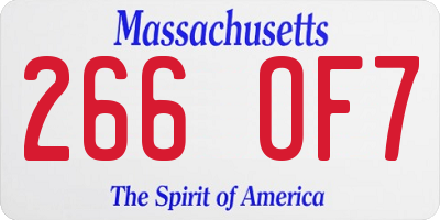 MA license plate 266OF7