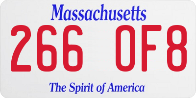 MA license plate 266OF8