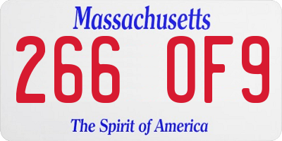 MA license plate 266OF9