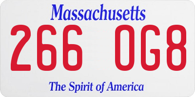 MA license plate 266OG8