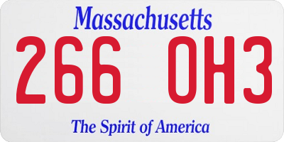 MA license plate 266OH3