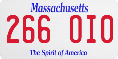 MA license plate 266OI0
