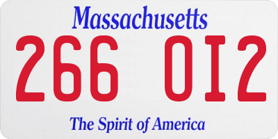MA license plate 266OI2