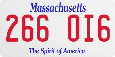 MA license plate 266OI6