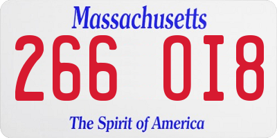 MA license plate 266OI8