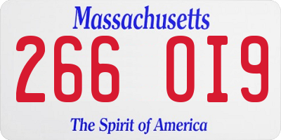 MA license plate 266OI9