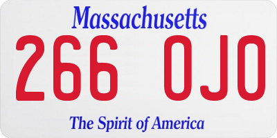 MA license plate 266OJ0