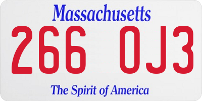MA license plate 266OJ3