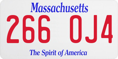 MA license plate 266OJ4