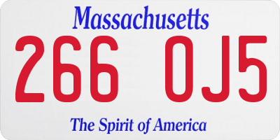 MA license plate 266OJ5