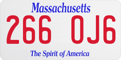 MA license plate 266OJ6