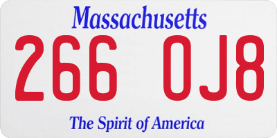 MA license plate 266OJ8