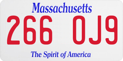 MA license plate 266OJ9