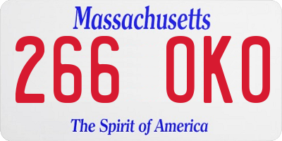 MA license plate 266OK0