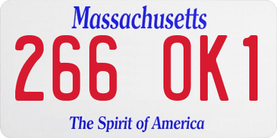 MA license plate 266OK1