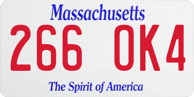 MA license plate 266OK4