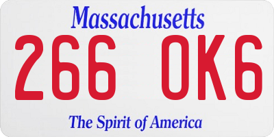 MA license plate 266OK6