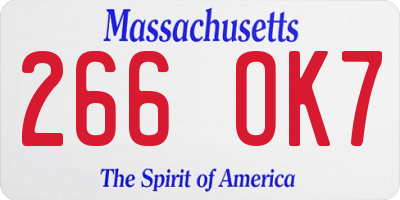 MA license plate 266OK7