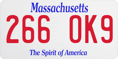 MA license plate 266OK9