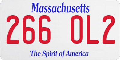 MA license plate 266OL2
