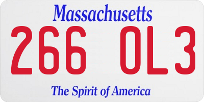 MA license plate 266OL3