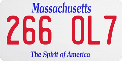 MA license plate 266OL7