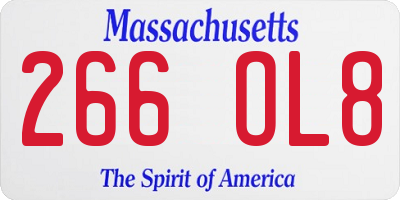 MA license plate 266OL8