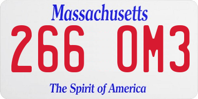 MA license plate 266OM3