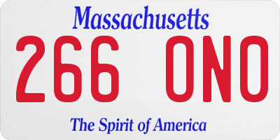 MA license plate 266ON0