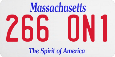 MA license plate 266ON1