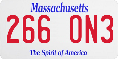 MA license plate 266ON3