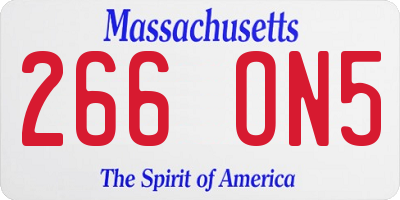 MA license plate 266ON5
