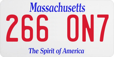 MA license plate 266ON7