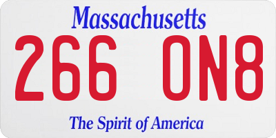 MA license plate 266ON8
