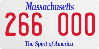 MA license plate 266OO0
